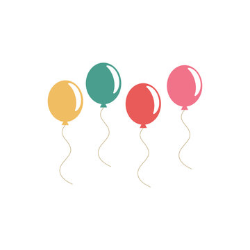 Bunch of balloons in flat style vector isolated on white background.