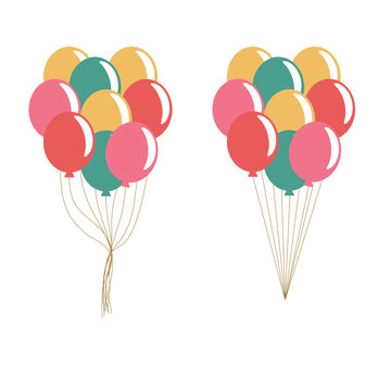 Bunch of balloons in flat style vector isolated on white background.