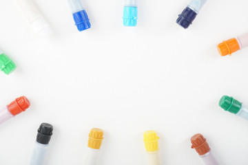 water colour tubes on a drawing art paper