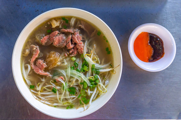 Tasty traditional Vietnamese popular local food -Pho beef noodle