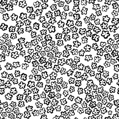 Black and white simple floral seamless pattern