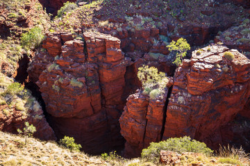 View of Weano Gorge from above on the walktrail to Junction Pool  Lookout in the Karijini National Park, Pilbara Region, Western Australia.