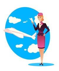 Elegant charming lady stewardess aviation staff