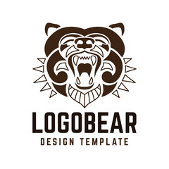 Bear logo - vector illustration on white background Grizzly bear silhouette design. Emblem, label or mascot template.