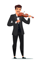 Fototapeta premium Man playing violin flat vector illustration