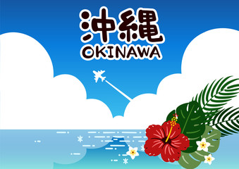 Okinawa Sea and blue sky / posters side vector