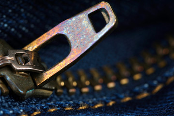 Close up image of zipper and selective focus
