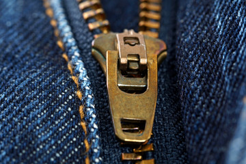 Close up image of zipper and selective focus