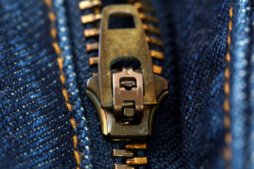 Close up image of zipper and selective focus