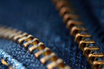Close up image of zipper and selective focus