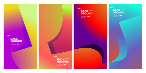Obraz premium New 2020 Cover and Poster Design Template for Magazine. Trendy Abstract Colorful Geometric and Curve Vector Illustration Collage with Typography for Cover, book, social media story, and Page Layout
