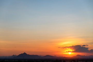 Beautiful sunstset sky over the mountain with copyspace.