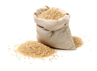 Brown Rice on white background