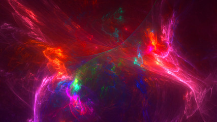 3D rendering abstract red fractal light background