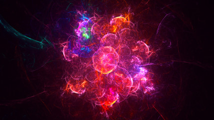 3D rendering abstract red fractal light background