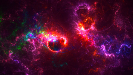 3D rendering abstract red fractal light background