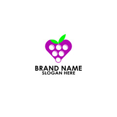 logo love grape. illustration for wine vector design, icons set