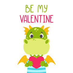 Be my Valentine postcard with dragon.