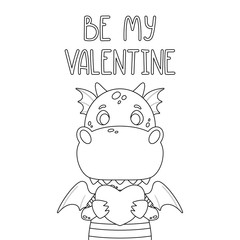 Be my Valentine postcard with dragon.