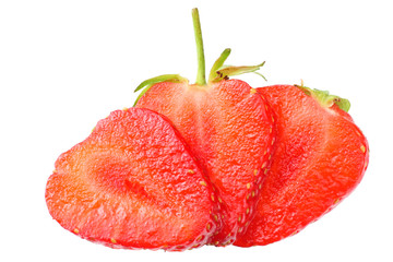 Sliced strawberry isolated on a white background