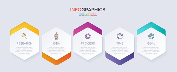 Infographic design with icons and 5 options or steps. Thin line vector. Infographics business concept. Can be used for info graphics, flow charts, presentations, web sites, banners, printed materials.