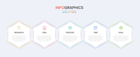 Infographic design with icons and 5 options or steps. Thin line vector. Infographics business concept. Can be used for info graphics, flow charts, presentations, web sites, banners, printed materials.