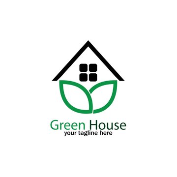 Green House logo Design vector, Nature House Logo