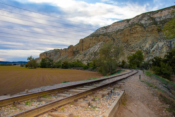 Fototapeta na wymiar Landscape with train and mountain track