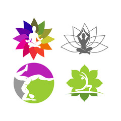 Yoga Abstract logo design emblem meditation illustration set