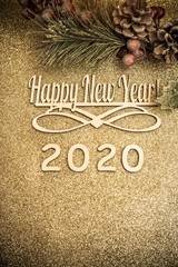 Happy new year 2020 on gold shiny background