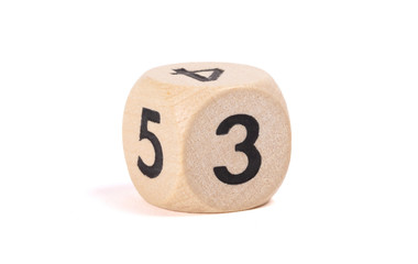 Small wooden dice, numbers written on it