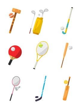 Sports equipment vector illustrations set