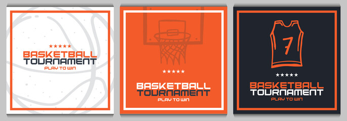 Set of Basketball Tournament banners. Modern sports posters design.