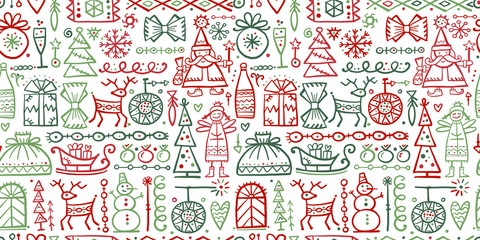 Christmas seamless background, sketch for your design