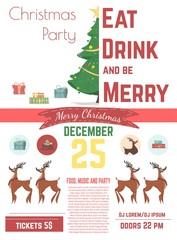 Christmas Evening Party Cartoon Vector Ad Banner