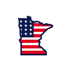 vector of Minnesota map with united states of america flag logo design eps format