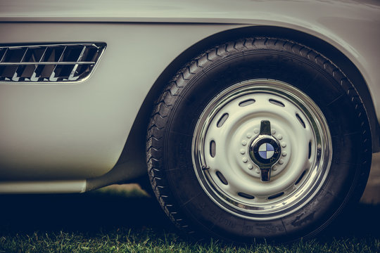 BMW logo on a vintage car