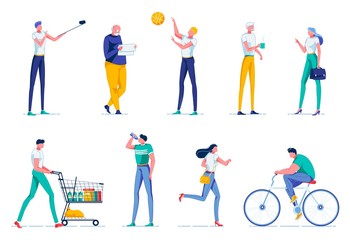 Cartoon Characters Performing Different Tasks.