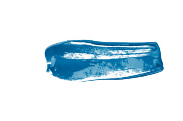 Fototapeta premium 2020 color trend. A stroke of blue paint isolated on white.