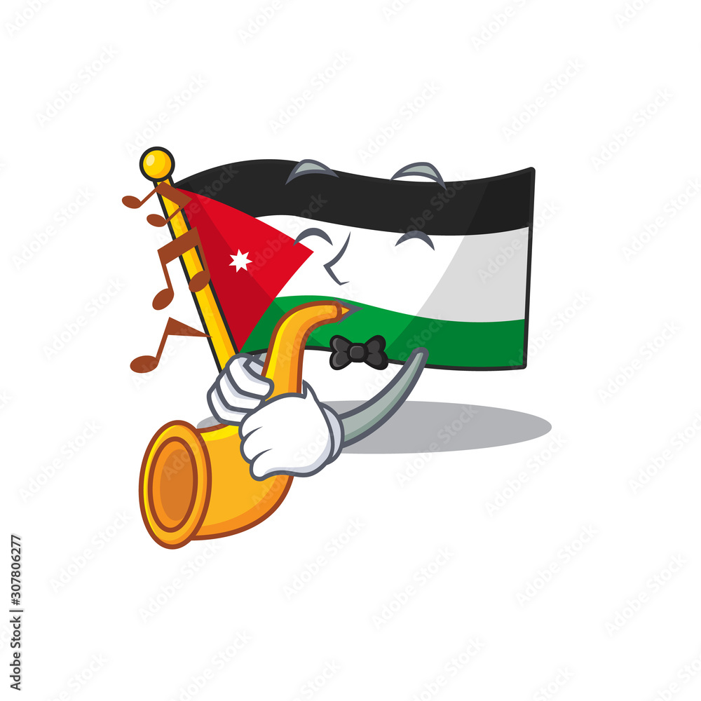 Sticker Supper cool flag jordan cartoon character performance with trumpet