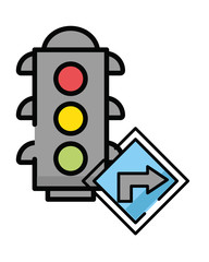 semaphore traffic light with arrow sign