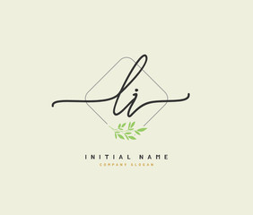 L I LI Beauty vector initial logo, handwriting logo of initial signature, wedding, fashion, jewerly, boutique, floral and botanical with creative template for any company or business.