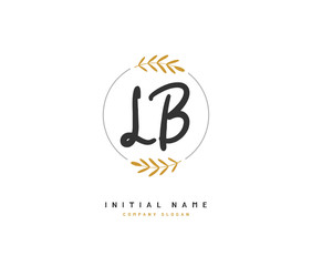 Fototapeta premium L B LB Beauty vector initial logo, handwriting logo of initial signature, wedding, fashion, jewerly, boutique, floral and botanical with creative template for any company or business.