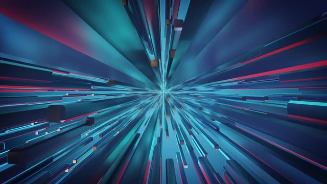 Fondo con bloques brillantes que viajan hacia camara en perfecto loop