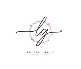 L G LG Beauty vector initial logo, handwriting logo of initial signature, wedding, fashion, jewerly, boutique, floral and botanical with creative template for any company or business.