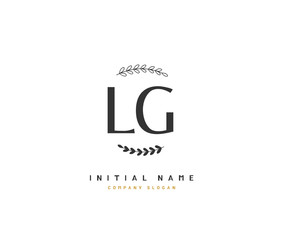 L G LG Beauty vector initial logo, handwriting logo of initial signature, wedding, fashion, jewerly, boutique, floral and botanical with creative template for any company or business.