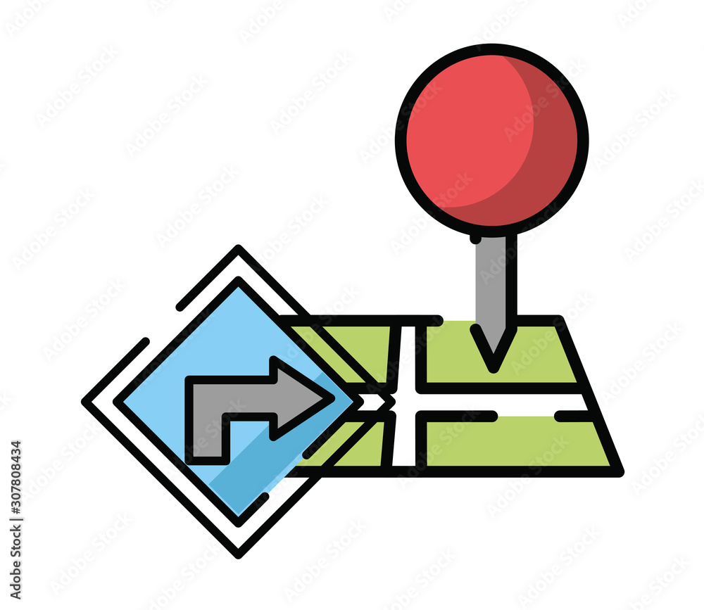 Poster paper map guide with traffic signal icon