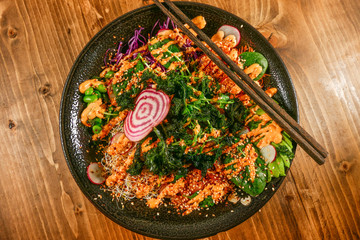 A dish of Asian Poke Bowl.