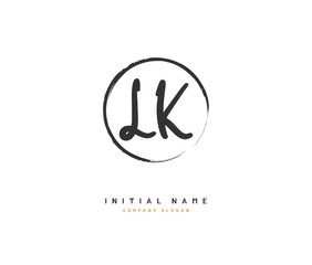 Fototapeta na wymiar L K LK Beauty vector initial logo, handwriting logo of initial signature, wedding, fashion, jewerly, boutique, floral and botanical with creative template for any company or business.