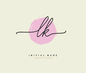 L K LK Beauty vector initial logo, handwriting logo of initial signature, wedding, fashion, jewerly, boutique, floral and botanical with creative template for any company or business.